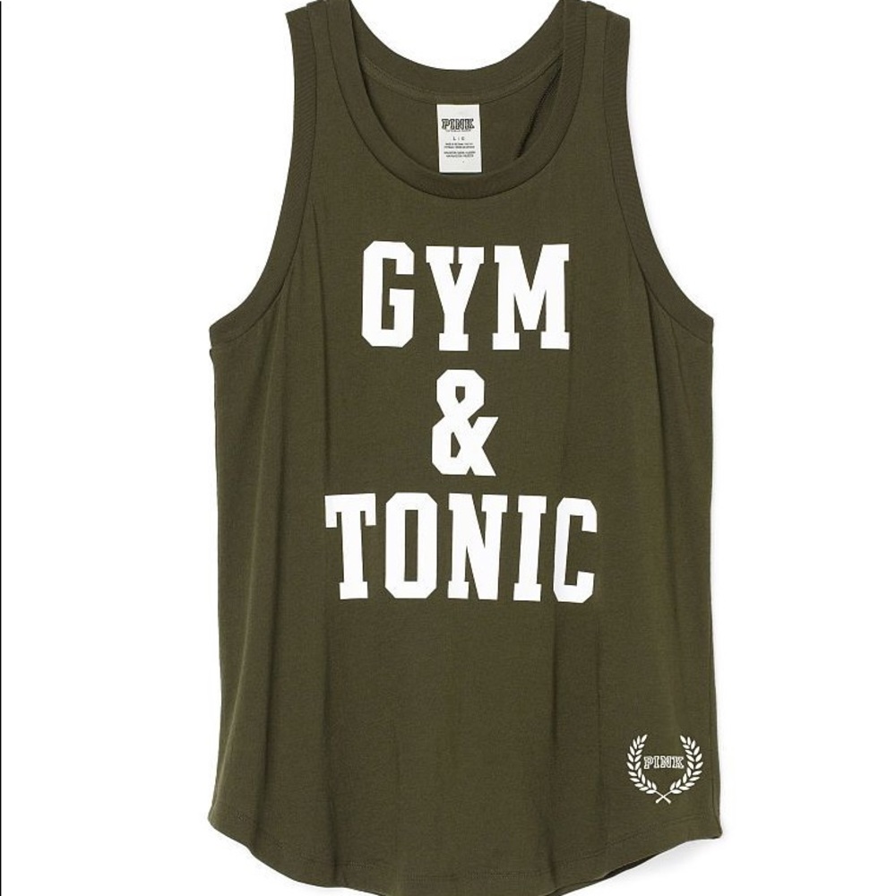 Olive Green VS Pink Gym & Tonic muscle tank XS